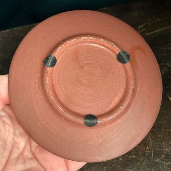 Dragonfly Cobalt Glazed Pottery Incense Holder Trinket Dish - Picture 5 of 6